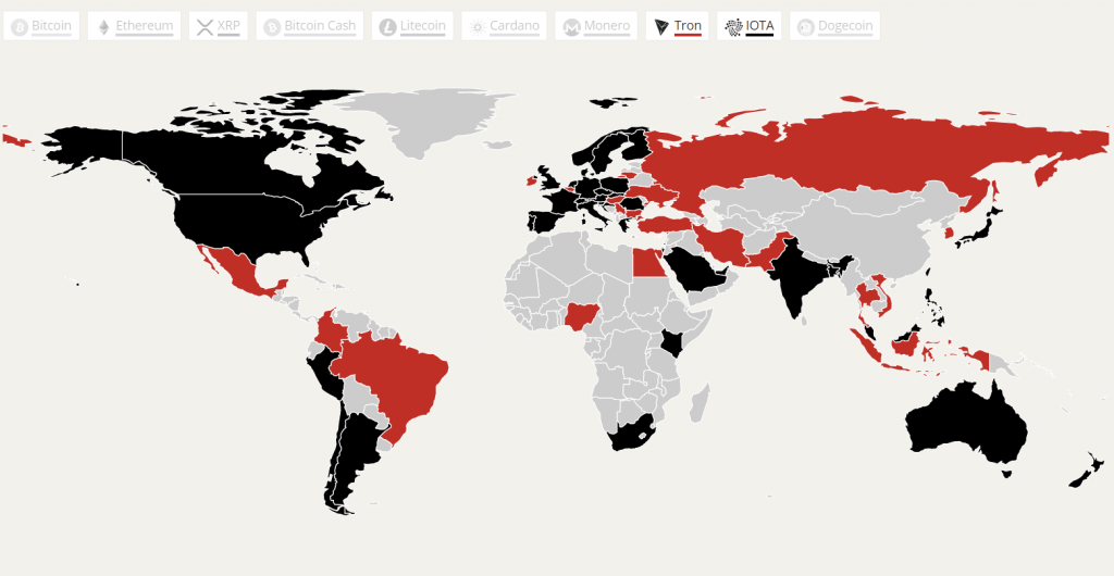 Cryptocurrency World Map Blockchaincenter Net